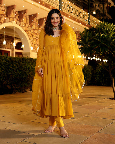 Pavitraa Charming Green , Yellow Color Bridal Salwar Kameez at best price  in Surat